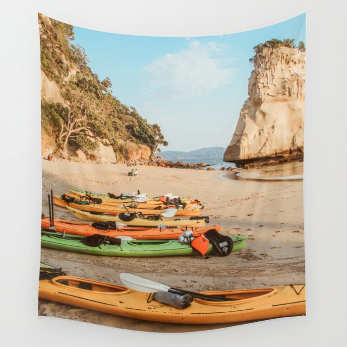 Cathedral Cove Kayak Wall Tapestry