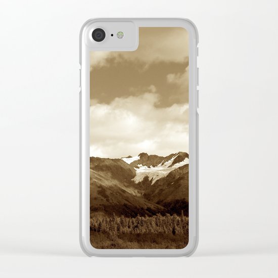 Alaskan Mountain Vista - Sepia Clear iPhone Case