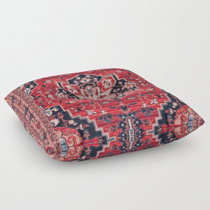 Bohemian Oasis: Heritage Oriental Moroccan Artistry in Red Floor Pillow