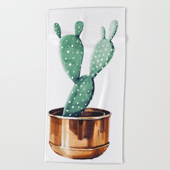 Potted Cactus Bronze Copper Beach Towel