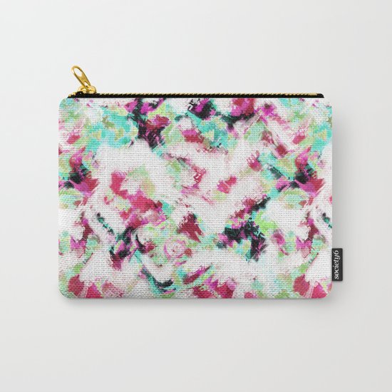Abstract pattern white green pink . Carry-All Pouch