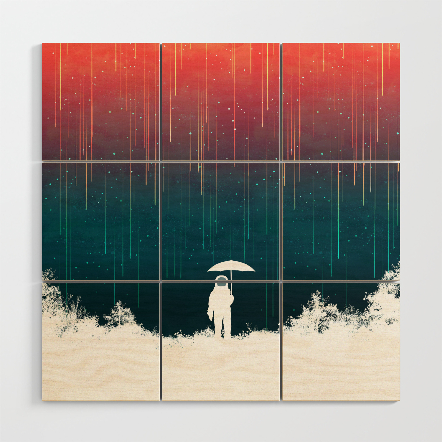 Meteoric Rainfall Wood Wall Art By Budikwan Society6