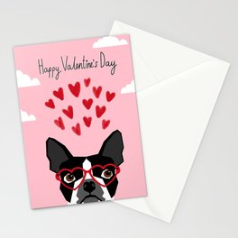 Boston Terrier head love hearts valentines day dog breed must have gifts Stationery Card
