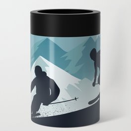 Winter Sport • Best Skiing Design Ever • Blue Background Can Cooler