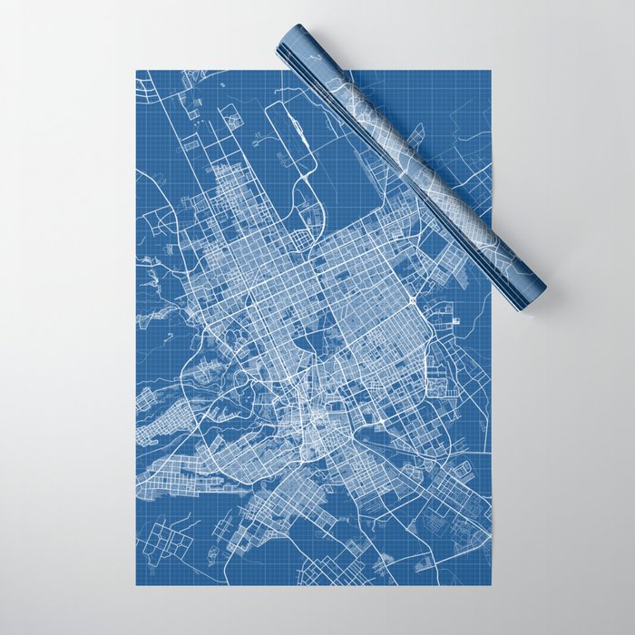 Riyadh City Map of Saudi Arabia - Blueprint Wrapping Paper
