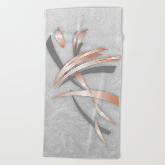 Rose Gold Gray Marble Abstract Beach Towel