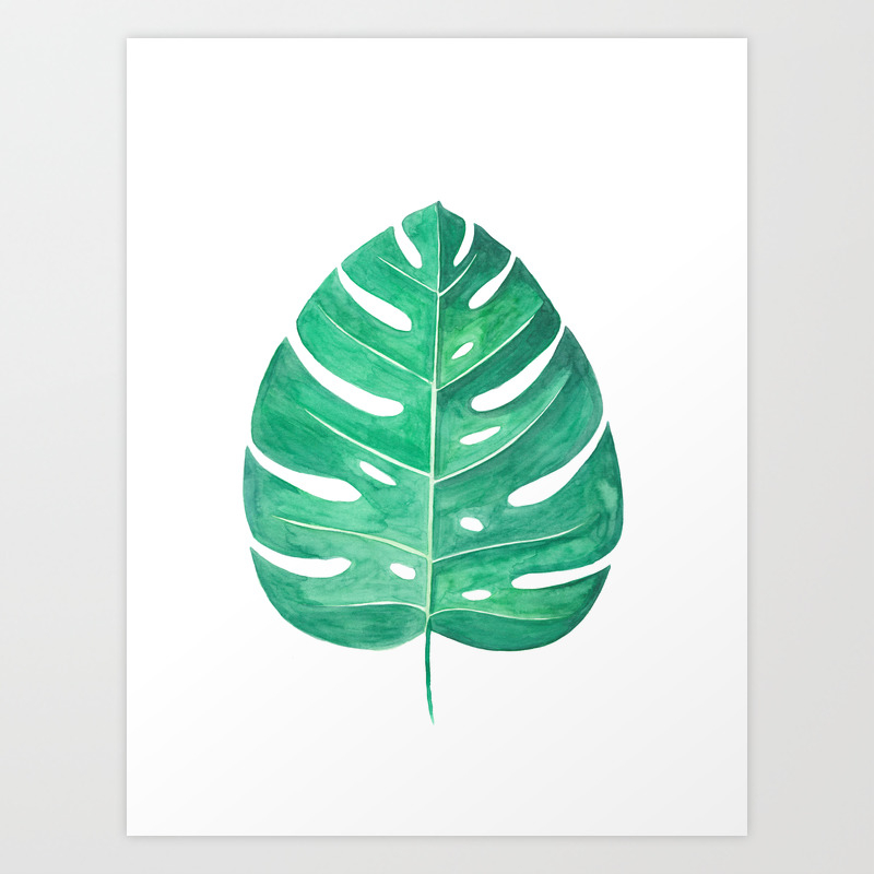 Monstera Leaf 2 Watercolor Painting Art Print By Ccartstudio