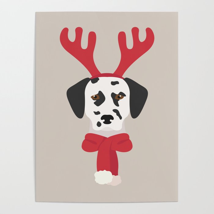 Rudolph The Dalmatian Reindeer Poster