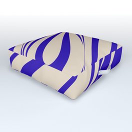 Fluid Vibes Retro Aesthetic Swirl Abstract Pattern in Cobalt Blue and Beige Outdoor Floor Cushion
