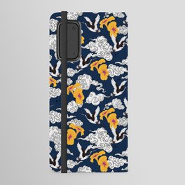 Japanese Clouds and Cranes No. 1 Navy Blue Android Wallet Case