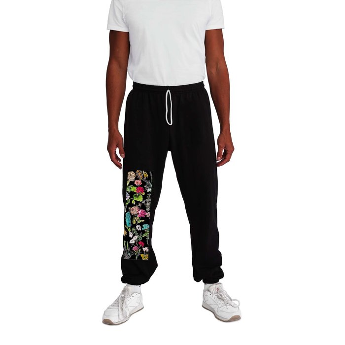 Exotic Midnight Floral Garden Sweatpants