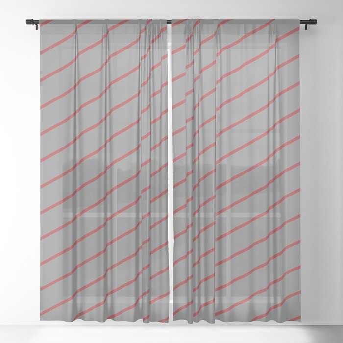 Gray & Brown Colored Stripes Pattern Sheer Curtain
