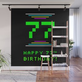 [ Thumbnail: 77th Birthday - Nerdy Geeky Pixelated 8-Bit Computing Graphics Inspired Look Wall Mural ]