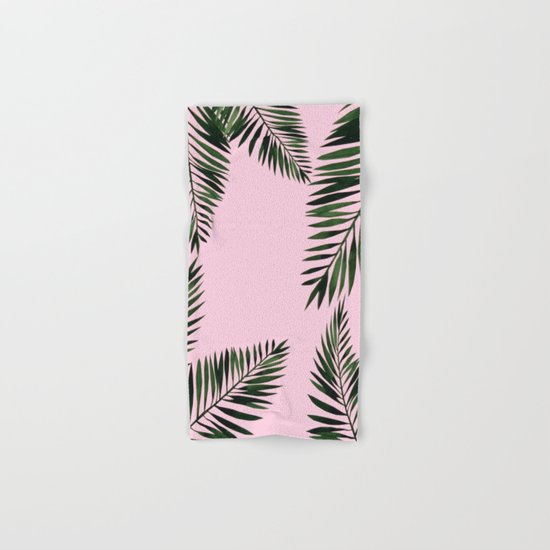 Watercolor tropical palm leaves pink Hand & Bath Towel