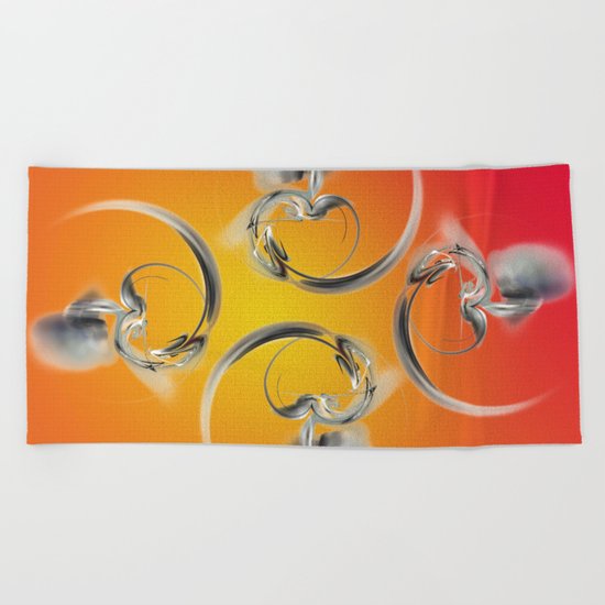 silver heart Beach Towel