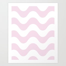 Minimalist Modern Pastel Ripple Pattern, Abstract Waves in White and Soft Blush Rose Pink Art Print