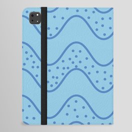 Abstract Dotted And Plain Wavy Lines Pattern - Cornflower and Blue iPad Folio Case
