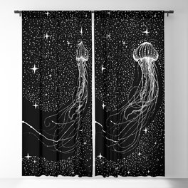 starry jellyfish (Black Version) Blackout Curtain