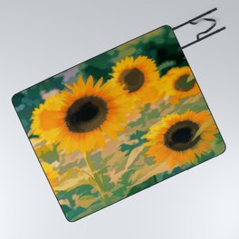 Sunflower Field Art Picnic Blanket