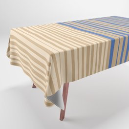 Natural Stripes Modern Minimalist Colour Block Pattern in Oat Beige and Blue Tablecloth