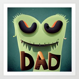 Dad Monster Art Print | Monster, Green, Digital, Drawing, Dad 