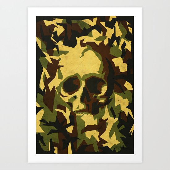 Camouflage skull Art Print