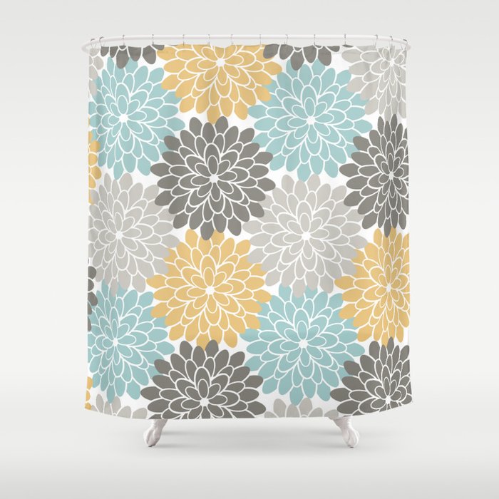 Teal And Yellow Shower Curtain Deals, Teal Yellow And Grey Shower Curtain