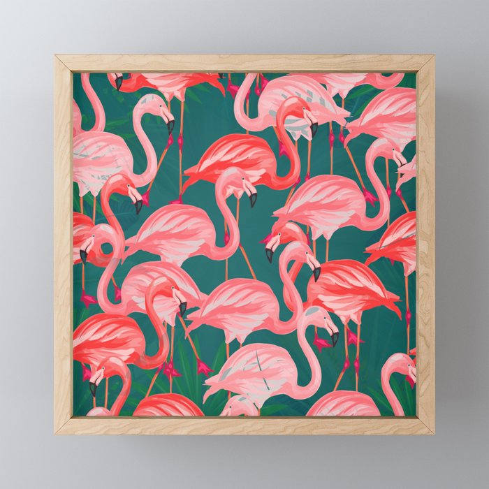 flamingo tropical Framed Mini Art Print