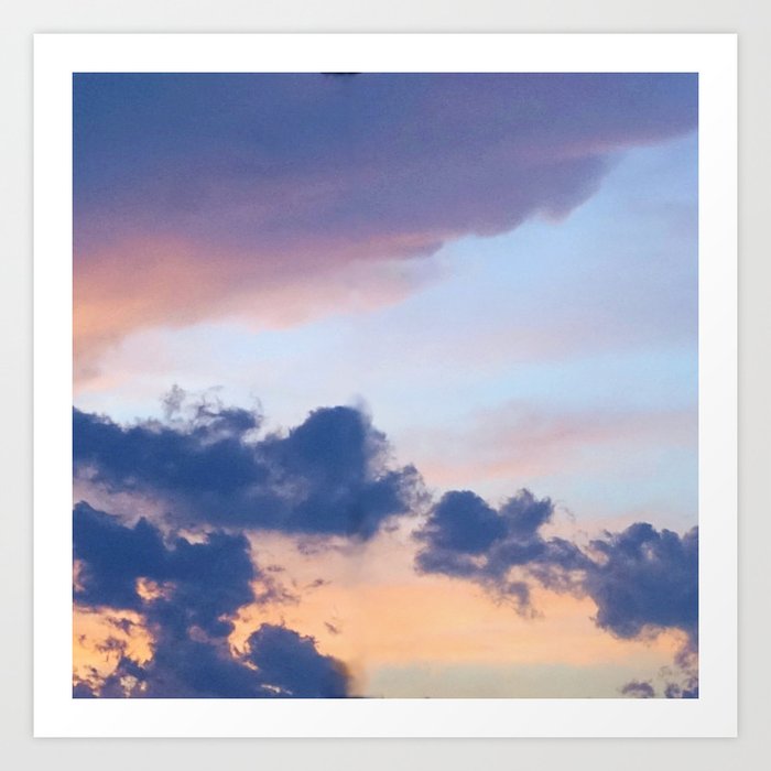 Aesthetic Blue and Orange clouds Art Print
