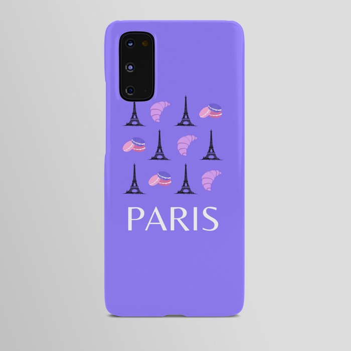 Paris Eiffel Tower Retro Modern Purple Lilac Art Decor Illustration  Android Case