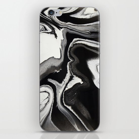 Abstract Black And White Marbled Fluid Painting Iphone Skin By