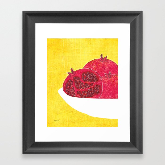 Pomegranates on Yellow Framed Art Print