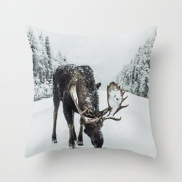 Moose in the wild Throw Pillow