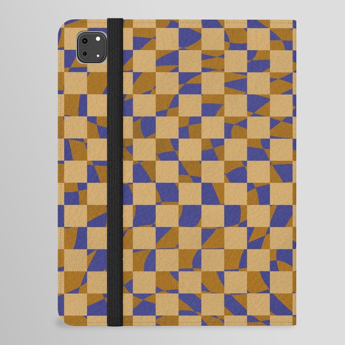 Abstract checked in golden blue iPad Folio Case