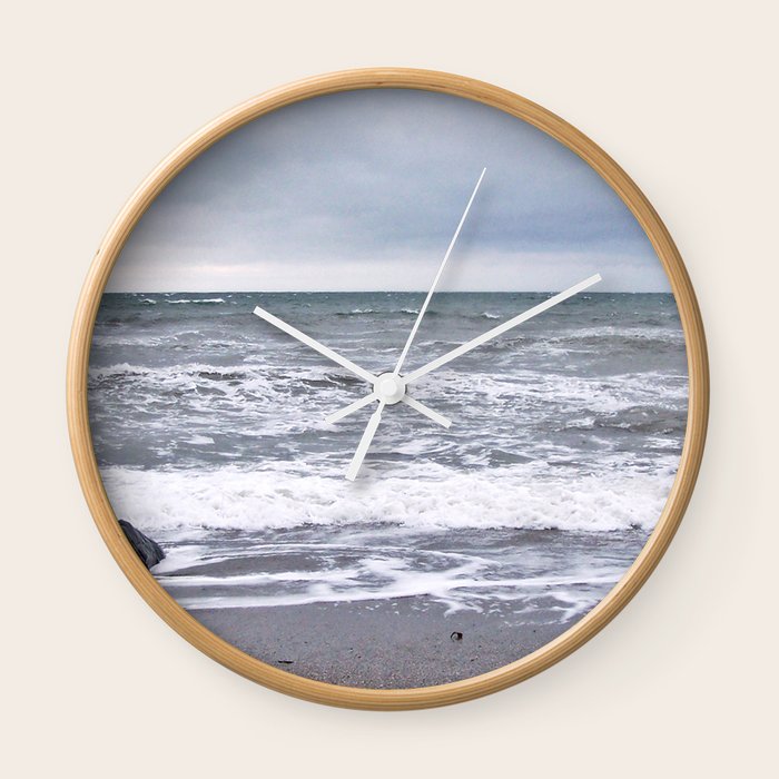 Cloudy Day On The Beach Wall Clock