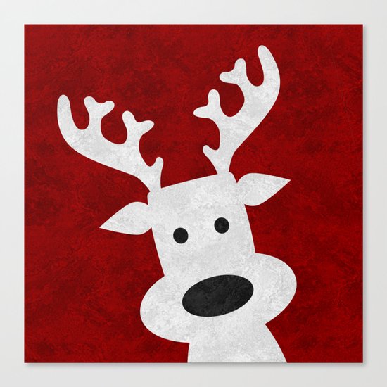 Christmas reindeer red marble Canvas Print