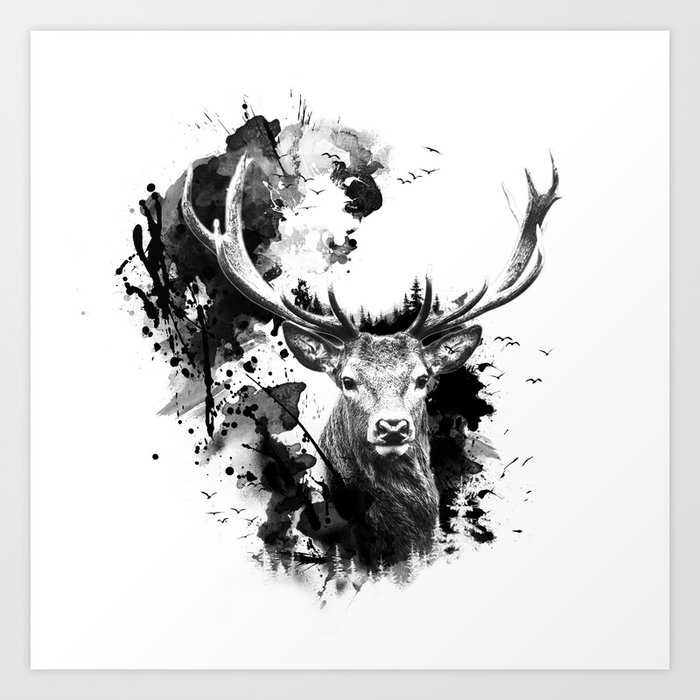 Once Upon A Stag Art Print By Carinahallgren Society6