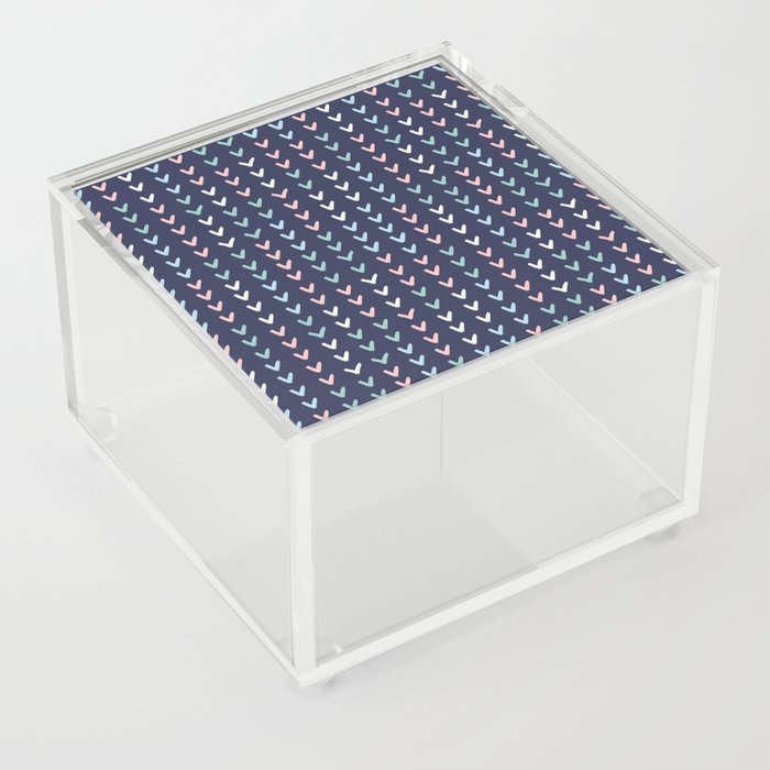 Pink and blue repeat heart pattern Acrylic Box