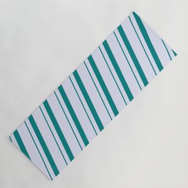 [ Thumbnail: Teal & Lavender Colored Lines/Stripes Pattern Yoga Mat ]