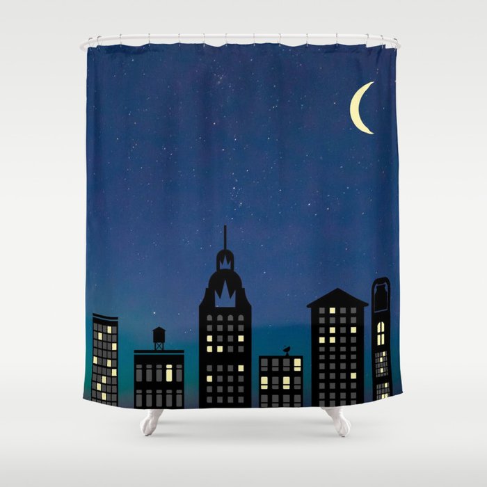 Night Life- The City Shower Curtain