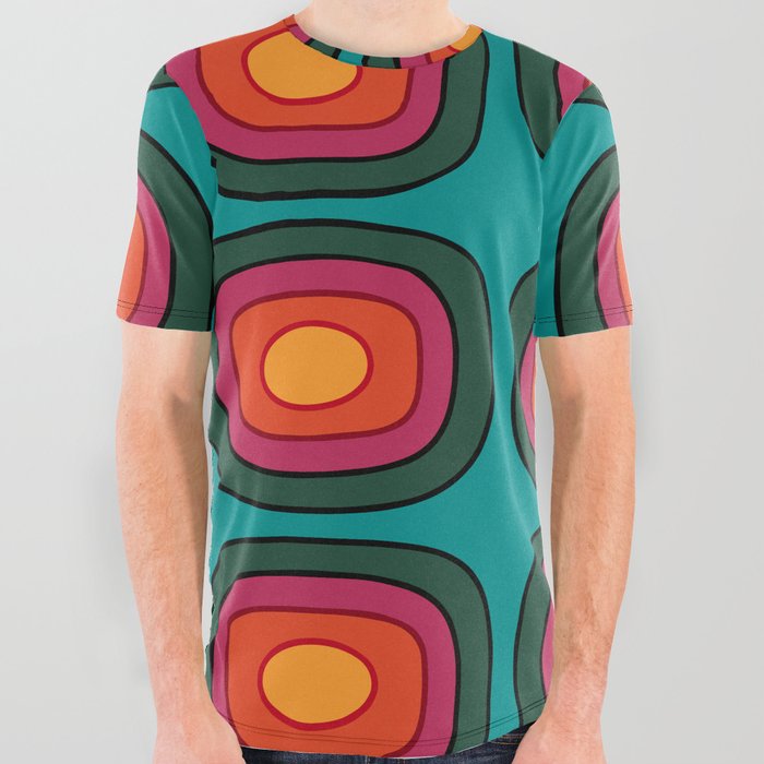 Reto Concentric Circle Pattern 422 All Over Graphic Tee
