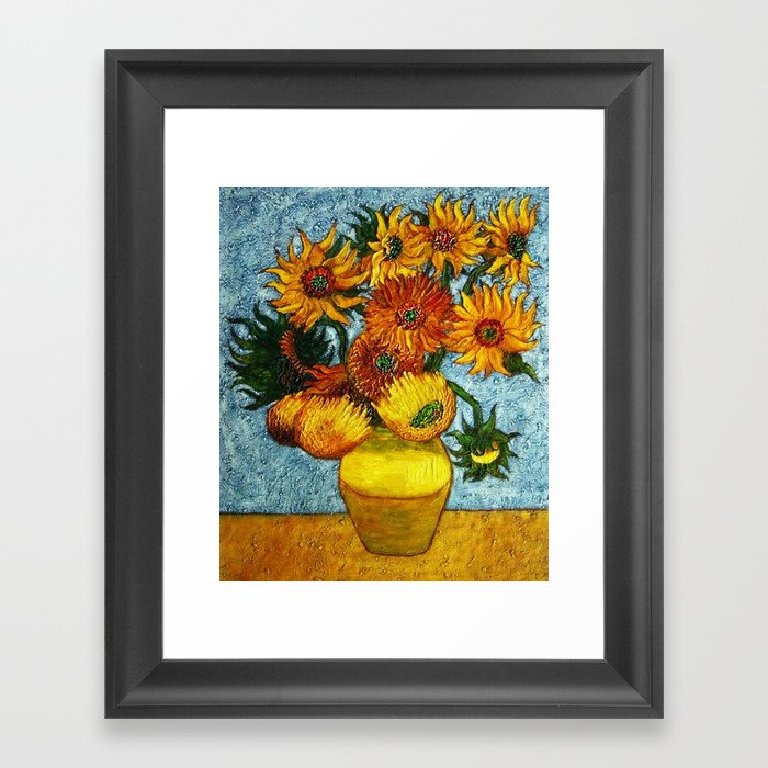Sunflowers, Paris, in Vase portrait painting by Vincent van Gogh Framed Art Print