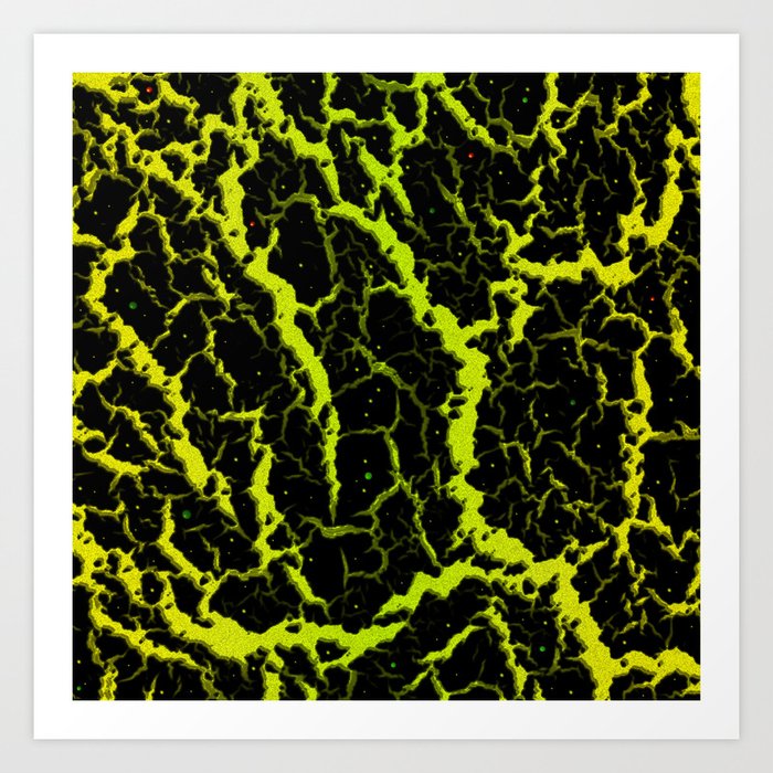 Cracked Space Lava - Yellow/Lime Art Print