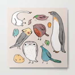 Lump Birds Metal Print | Duck, Weird, Cockatiel, Cute, Kawaii, Drawing, Peacock, Birbs, Bird, Birds 