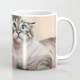 Cat Surprised Funny Animals with Feather Siamese Lynx-Point Mug