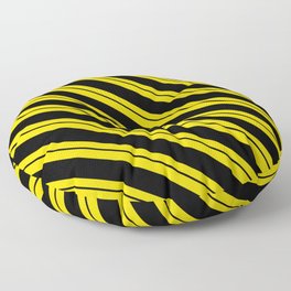 [ Thumbnail: Yellow and Black Colored Lines Pattern Floor Pillow ]