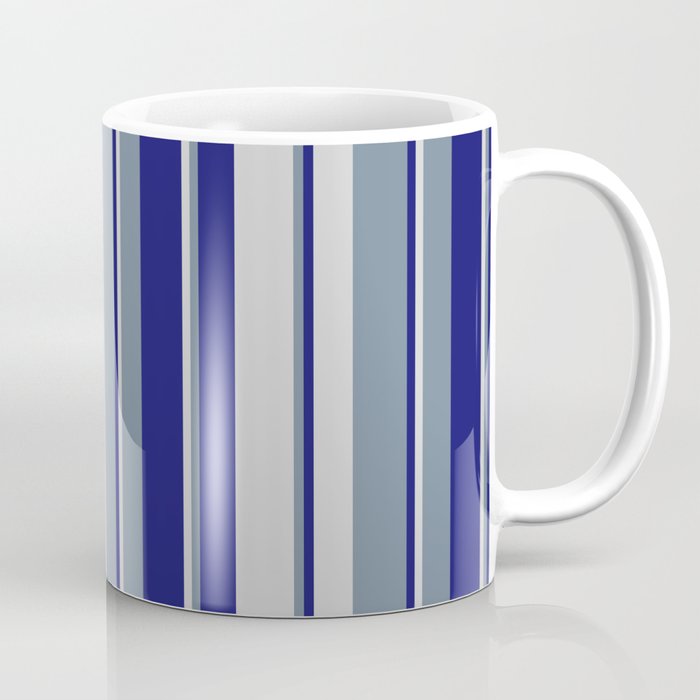 Light Slate Gray, Midnight Blue, and Light Gray Colored Lines Pattern Coffee Mug