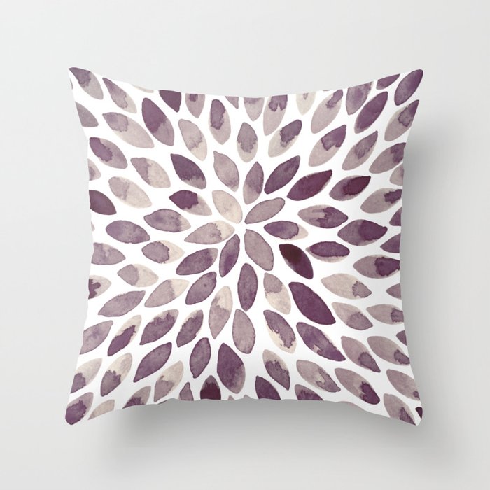 Watercolor brush strokes - purple and beige Throw Pillow