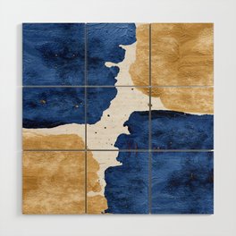 Gold and Navy Blue paint Wood Wall Art