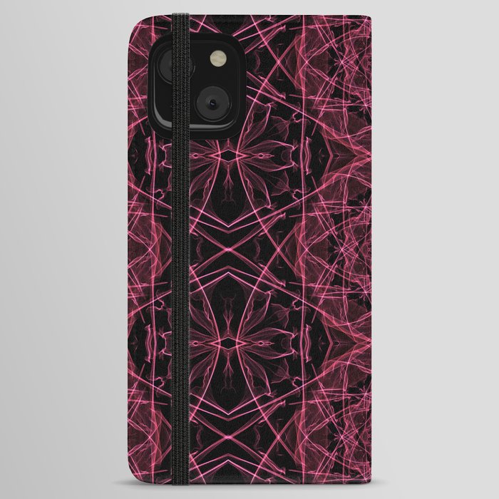 Liquid Light Series 13 ~ Red Abstract Fractal Pattern iPhone Wallet Case